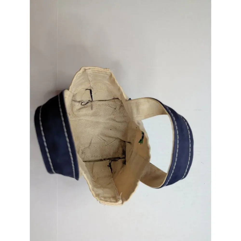 L.L. Bean Mini Boat and Tote Blueberry Embroidered USA Made Canvas Bag Blue 8''